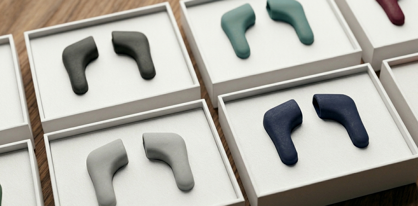 Pinna ear hooks in multiple colourways, each pair in its own white box